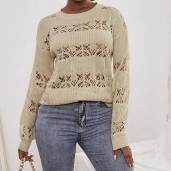 Apricot Beige Drop Shoulder Sweater in M - Picture 2 of 3